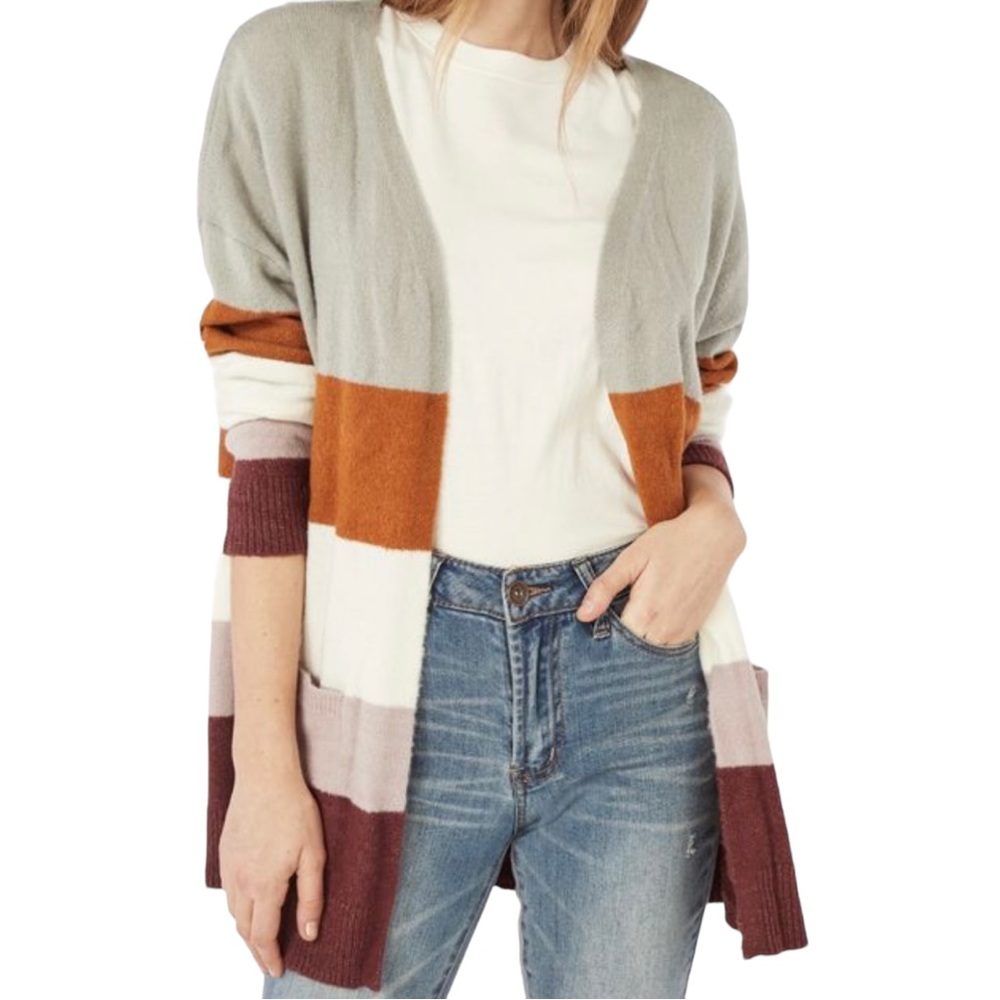 Emmer & Oat color block pocket cardigan